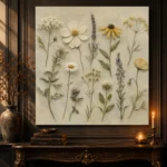 Sage & Olive Gray Herbarium Wildflower Wall Art Canvas Print - Image 2