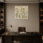 Sage & Olive Gray Herbarium Wildflower Wall Art Canvas Print displayed in a contemporary gallery-inspired room