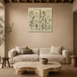 Sage & Olive Gray Herbarium Wildflower Wall Art Canvas Print presented in a sophisticated home setting