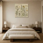 Sage & Olive Gray Herbarium Wildflower Wall Art Canvas Print showcased in an elegant minimalist interior