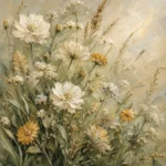 Sage & Pearl Meadow Cluster Wildflower Wall Art Canvas Print