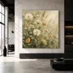 Sage & Pearl Meadow Cluster Wildflower Wall Art Canvas Print - Image 3