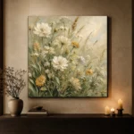 Sage & Pearl Meadow Cluster Wildflower Wall Art Canvas Print - Image 6