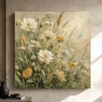 Sage & Pearl Meadow Cluster Wildflower Wall Art Canvas Print - Image 9