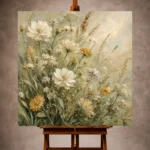 Sage & Pearl Meadow Cluster Wildflower Wall Art Canvas Print - Image 10