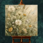 Sage & Pearl Meadow Cluster Wildflower Wall Art Canvas Print - Image 11