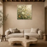 Sage & Pearl Meadow Cluster Wildflower Wall Art Canvas Print presented in a sophisticated home setting