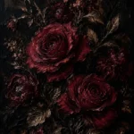 Burgundy & Black Rose Dark Floral Wall Art Canvas Print
