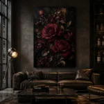 Burgundy & Black Rose Dark Floral Wall Art Canvas Print - Image 5