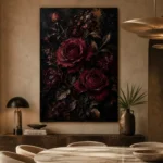 Burgundy & Black Rose Dark Floral Wall Art Canvas Print - Image 7