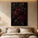 Burgundy & Black Rose Dark Floral Wall Art Canvas Print - Image 8