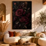 Burgundy & Black Rose Dark Floral Wall Art Canvas Print - Image 11