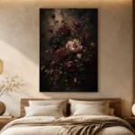 Black Burgundy Dark Floral Wall Art Canvas Print - Image 8