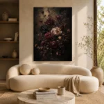 Black Burgundy Dark Floral Wall Art Canvas Print - Image 9