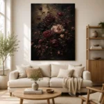 Black Burgundy Dark Floral Wall Art Canvas Print - Image 10