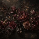 Black Wine Panoramic Dark Floral Wall Art Canvas Print