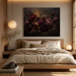 Black Burgundy Mahogany Dark Floral Wall Art Canvas Print - Image 9