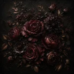 Black Burgundy Chiaroscuro Dark Floral Wall Art Canvas Print