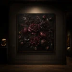 Black Burgundy Chiaroscuro Dark Floral Wall Art Canvas Print - Image 7
