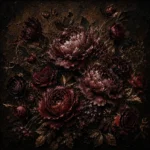Umber Black Peony Dark Floral Wall Art Canvas Print