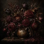 Black Tulip Burgundy Old-World Dark Floral Wall Art Canvas Print