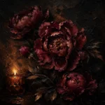 Candlelit Burgundy Dark Floral Wall Art Canvas Print