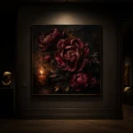 Candlelit Burgundy Dark Floral Wall Art Canvas Print - Image 7