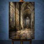 Stone & Muted Gold Gothic Cathedral Wall Art Canvas Print - Image 3