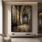Stone & Muted Gold Gothic Cathedral Wall Art Canvas Print - Image 5