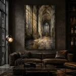 Stone & Muted Gold Gothic Cathedral Wall Art Canvas Print - Image 6