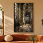 Stone & Muted Gold Gothic Cathedral Wall Art Canvas Print - Image 7