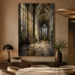 Stone & Muted Gold Gothic Cathedral Wall Art Canvas Print - Image 8