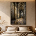 Stone & Muted Gold Gothic Cathedral Wall Art Canvas Print - Image 9