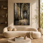 Stone & Muted Gold Gothic Cathedral Wall Art Canvas Print - Image 10