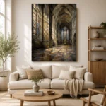 Stone & Muted Gold Gothic Cathedral Wall Art Canvas Print - Image 11