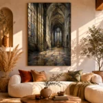 Stone & Muted Gold Gothic Cathedral Wall Art Canvas Print - Image 12