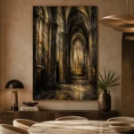 Charcoal & Muted Gold Gothic Cathedral Wall Art Canvas Print - Image 7