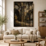 Stone Gray & Muted Gold Gothic Cathedral Wall Art Canvas Print - Image 10