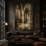 Pale Stone & Charcoal Gothic Cathedral Wall Art Canvas Print - Image 5