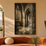 Pale Stone & Charcoal Gothic Cathedral Wall Art Canvas Print - Image 6