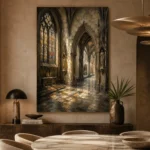 Pale Stone & Charcoal Gothic Cathedral Wall Art Canvas Print - Image 7