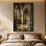 Pale Stone & Charcoal Gothic Cathedral Wall Art Canvas Print - Image 8