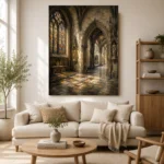Pale Stone & Charcoal Gothic Cathedral Wall Art Canvas Print - Image 10