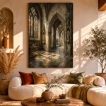 Pale Stone & Charcoal Gothic Cathedral Wall Art Canvas Print - Image 11