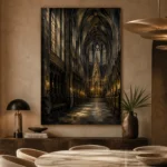 Charcoal & Muted Gold Gothic Cathedral Wall Art Canvas Print - Image 7