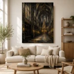 Charcoal & Muted Gold Gothic Cathedral Wall Art Canvas Print - Image 10