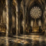 Pale Stone & Charcoal Rose Window Gothic Cathedral Wall Art Canvas Print
