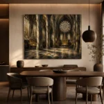 Pale Stone & Charcoal Rose Window Gothic Cathedral Wall Art Canvas Print - Image 5