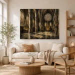 Pale Stone & Charcoal Rose Window Gothic Cathedral Wall Art Canvas Print - Image 8
