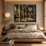 Pale Stone & Charcoal Rose Window Gothic Cathedral Wall Art Canvas Print - Image 9